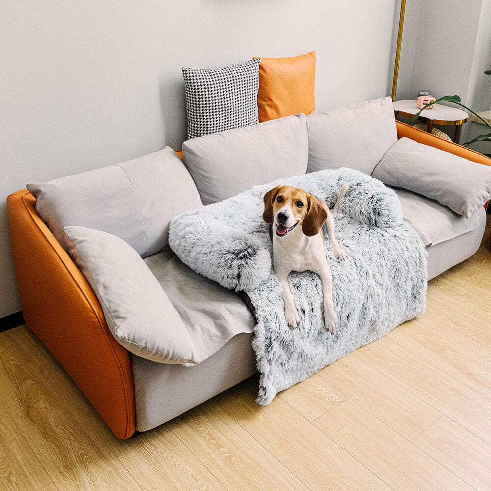 Calming Furniture Protector Dog Bed - Fuzzy Back Support