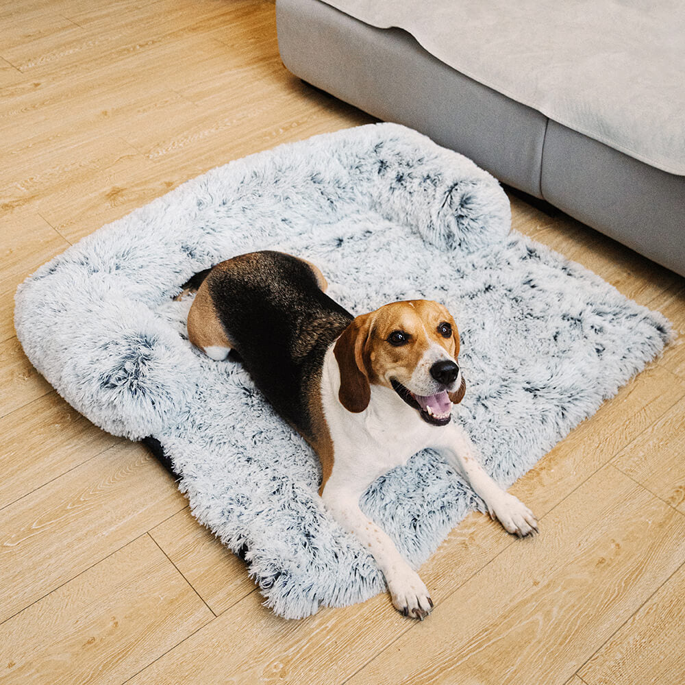 Calming Furniture Protector Dog Bed - Fuzzy Back Support