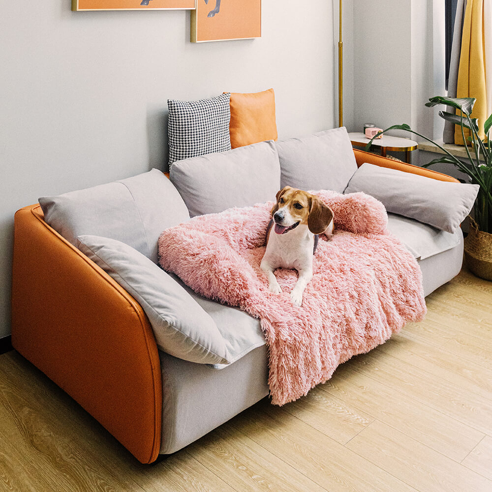 Calming Furniture Protector Dog Bed - Fuzzy Back Support