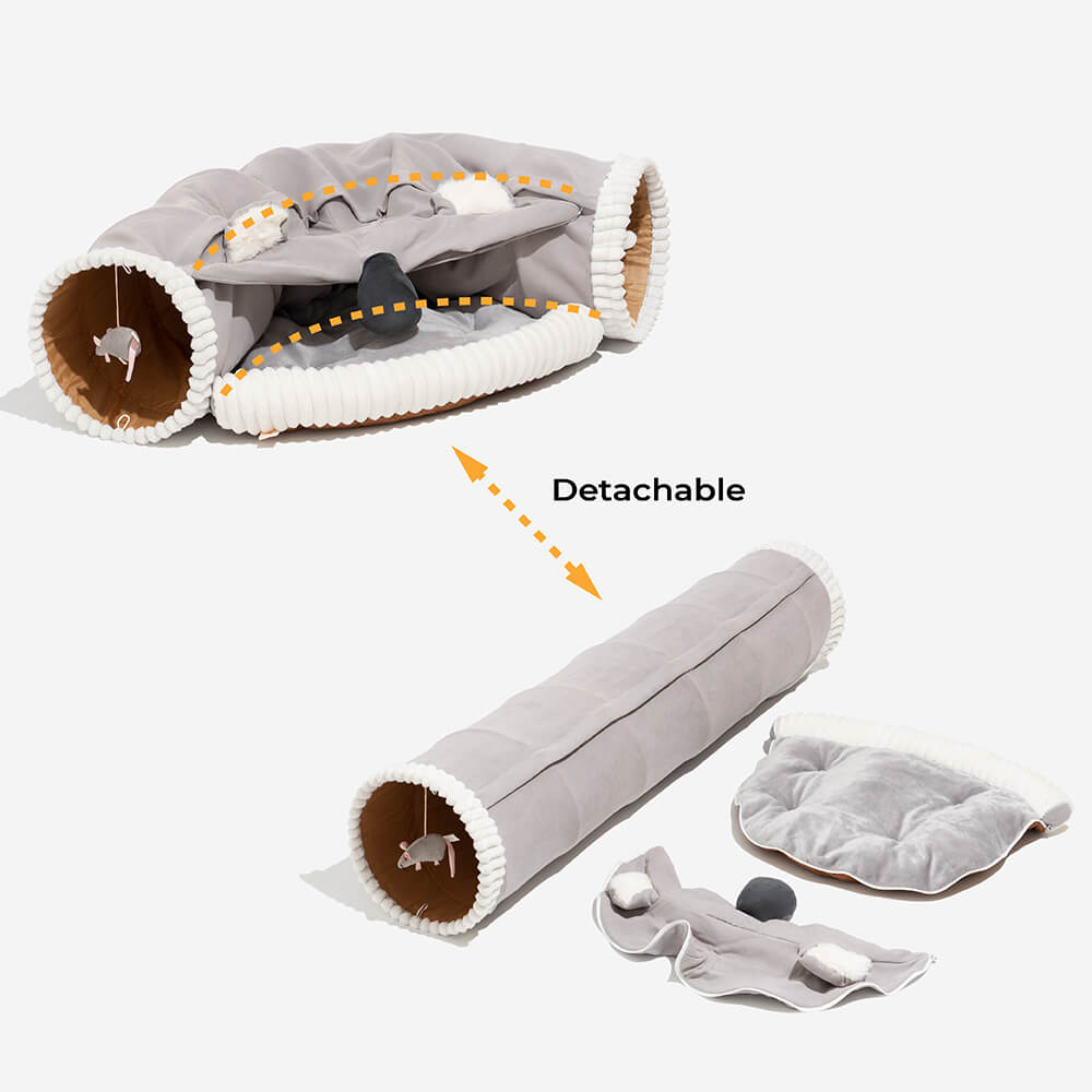 Koalaing 2 in 1 Foldable Indoor Soft Cat Tunnel Bed