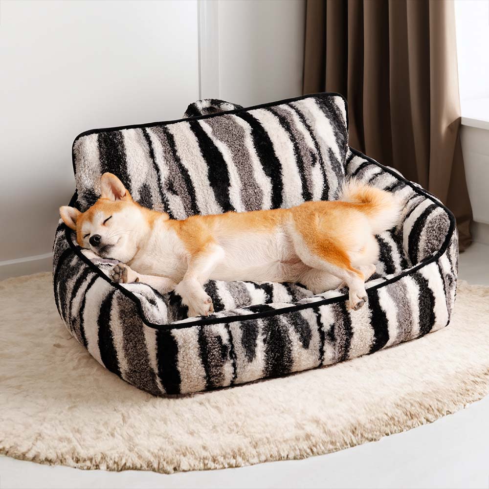 Luxury Lambswool Zebra Print Dog & Cat Sofa Bed