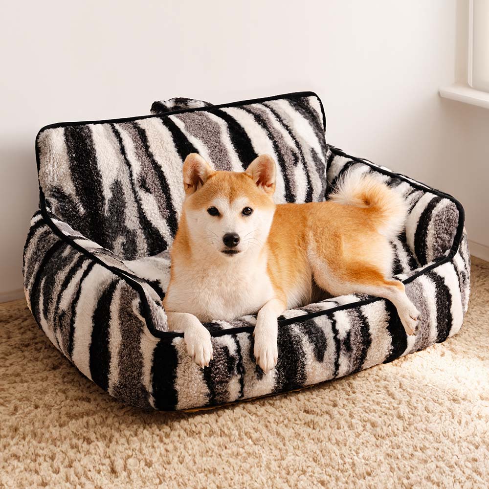 Luxury Lambswool Zebra Print Dog & Cat Sofa Bed