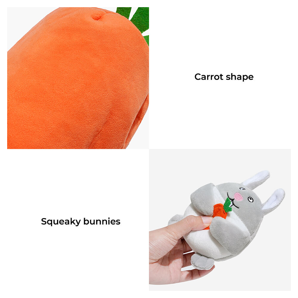 Plush Carrots Bunnies Burrow Doll Squeaky Dog Toy