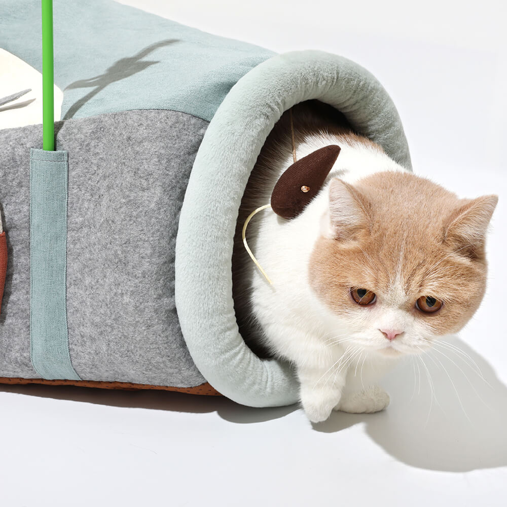 Ship UFO Collapsible Tube with Scratching Ball Cat Tunnel Bed