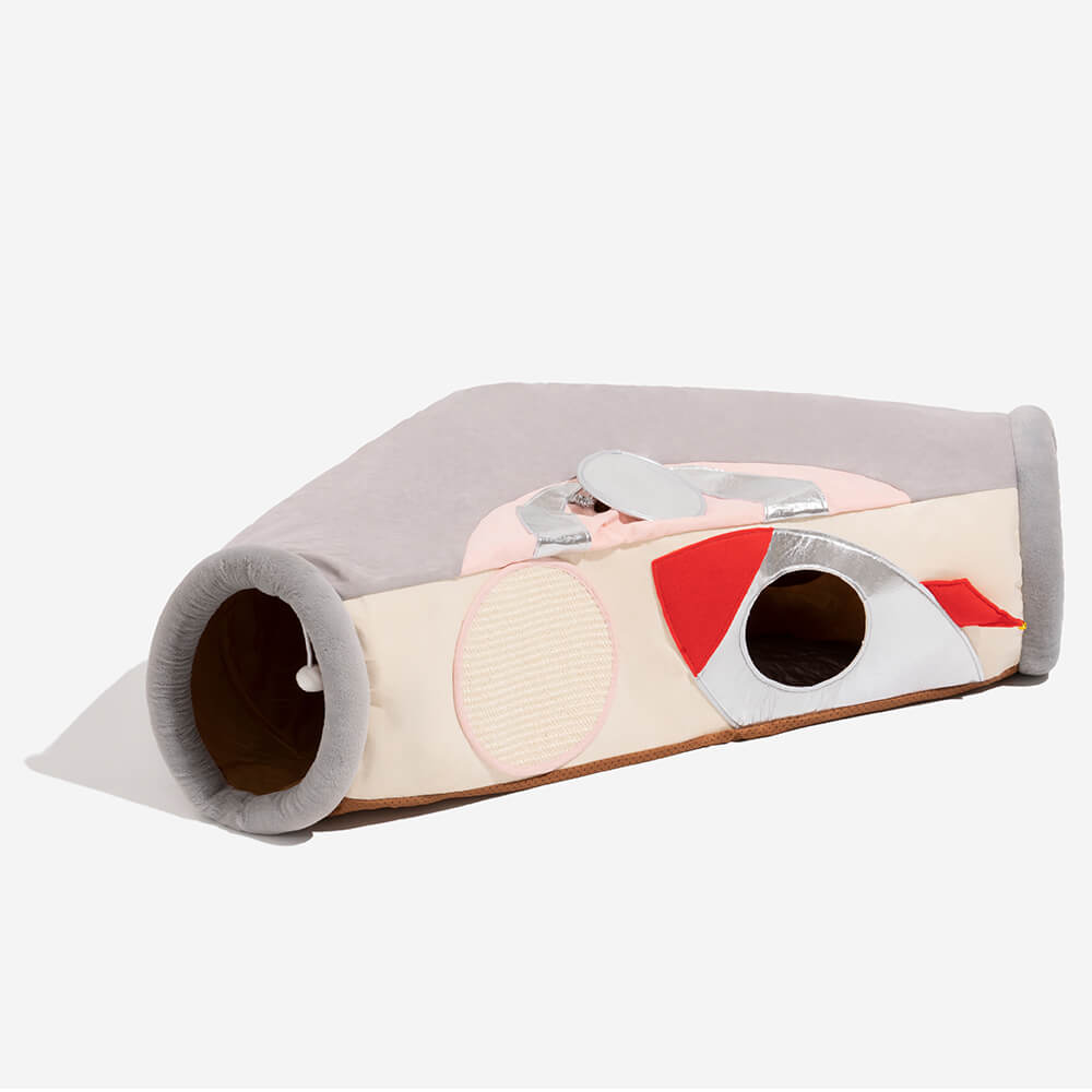 Ship UFO Collapsible Tube with Scratching Ball Cat Tunnel Bed