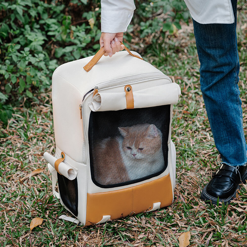 Square Breathable Foldable Portable Pet Carrier Cat Backpack