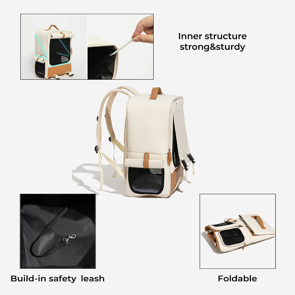 Square Breathable Foldable Portable Pet Carrier Cat Backpack