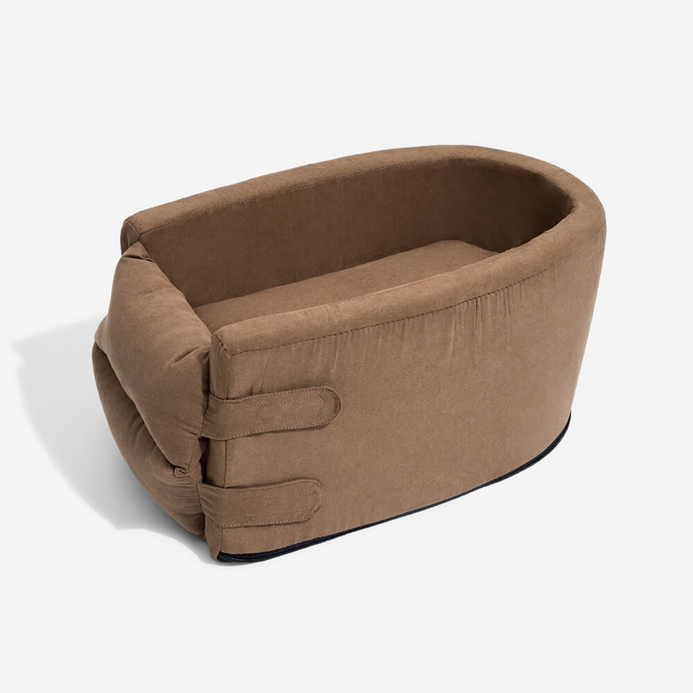 Suede Oval Lookout Console Pet Car Seat