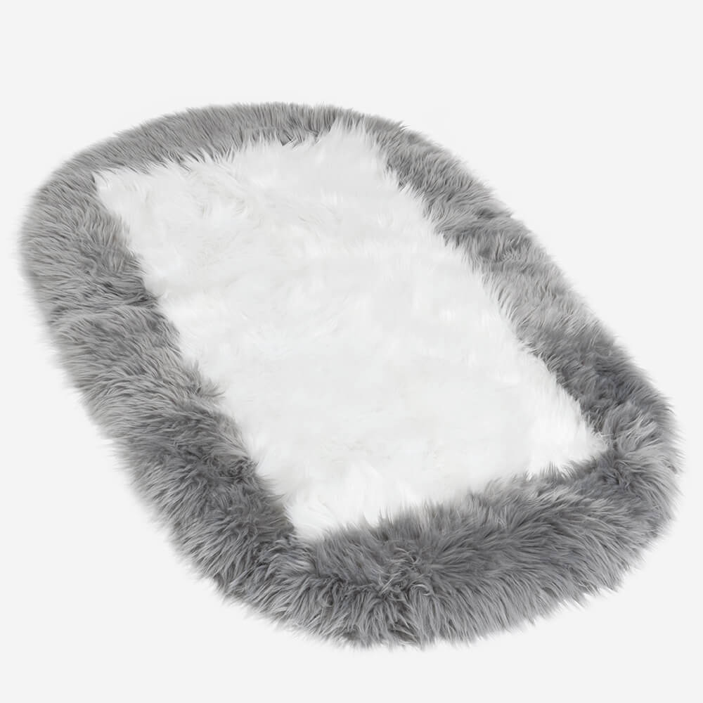 Super Soft Long Plush Fluffy Fur Oval Rug Pet Mat