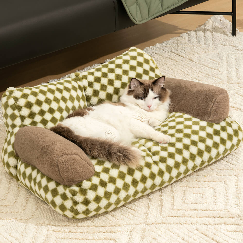 Vintage Casual Diamond Pattern Cat & Dog Sofa Bed