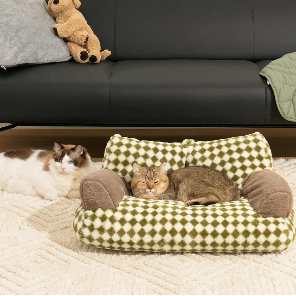 Vintage Casual Diamond Pattern Cat & Dog Sofa Bed