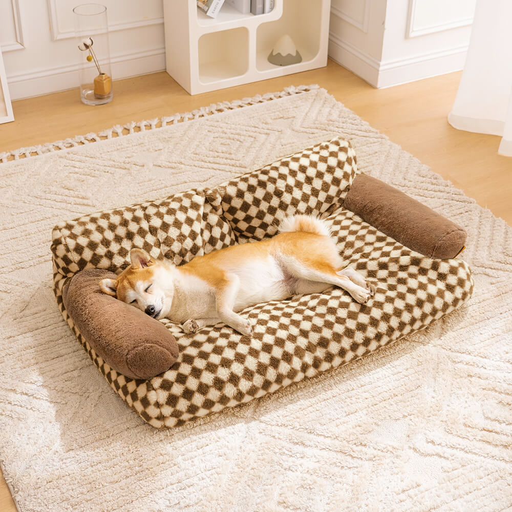 Vintage Casual Diamond Pattern Cat & Dog Sofa Bed