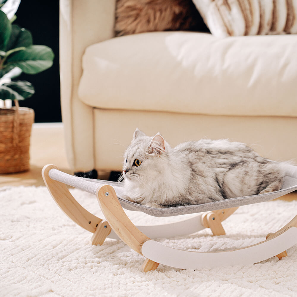 Wooden Elevated Cat Hammock Bed Swing Chair