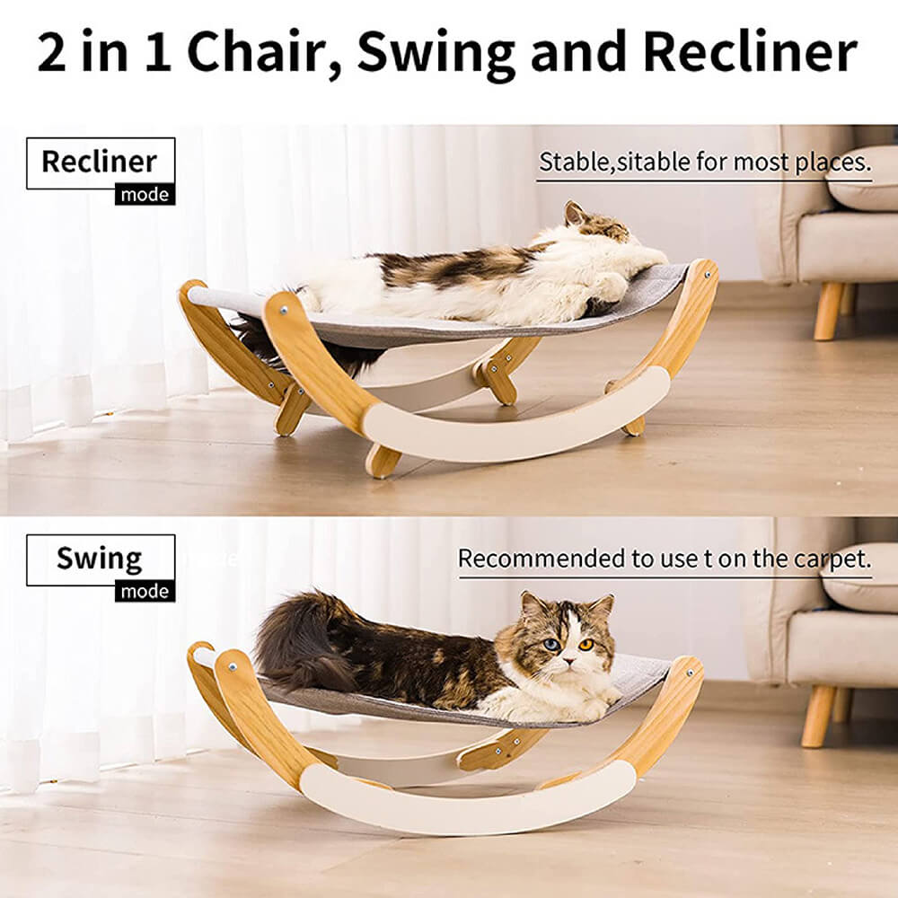 Wooden Elevated Cat Hammock Bed Swing Chair