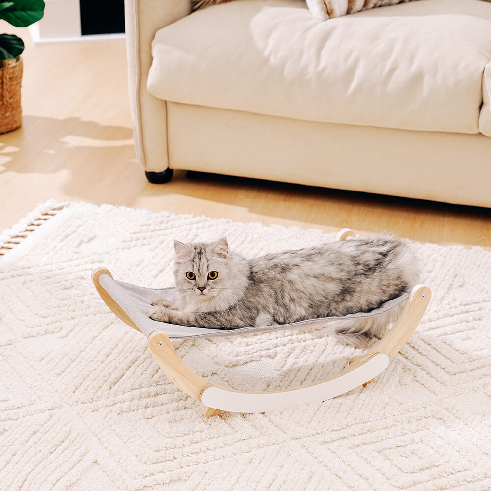 Wooden Elevated Cat Hammock Bed Swing Chair