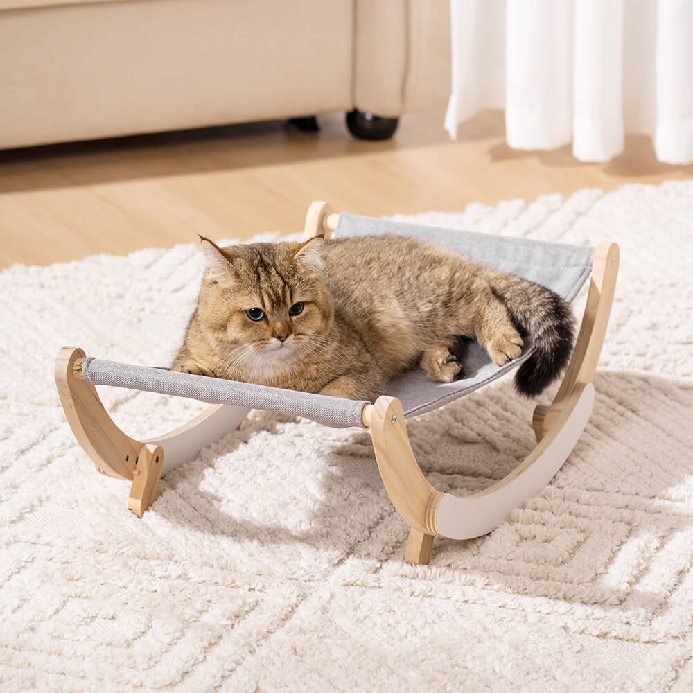 Wooden Elevated Cat Hammock Bed Swing Chair